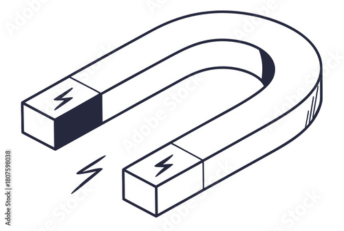 Horseshoe Magnet with Lightning Bolts magnetism magnetic field