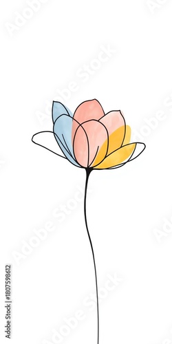 Drawing of a flower, watercolor style