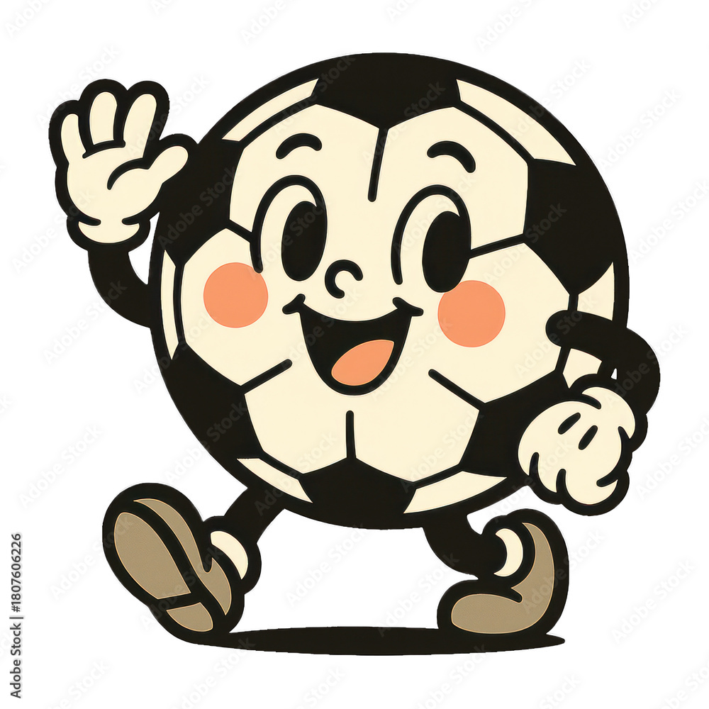 Obraz premium PNG Cheerful cartoon soccer ball
