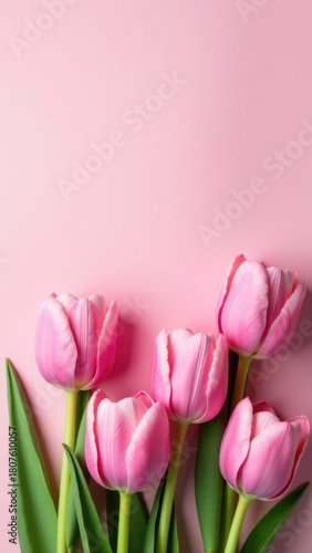Wallpaper Mural A bouquet of pink tulips against a pink background Torontodigital.ca