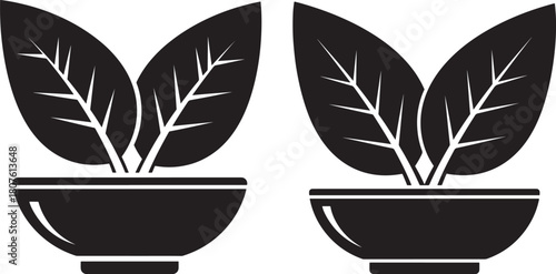 Two potted plants silhouette