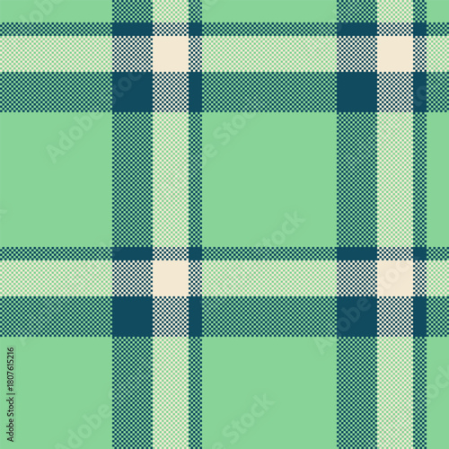 Classic pixelated plaid pattern. A vintage, textured design. Ideal for backgrounds, apparel, or digital art. Evokes tradition and retro style, useful for textiles.