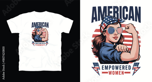 American empowered women 4th of july flag bandana vector illustration