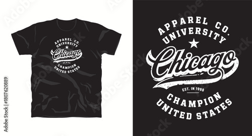 Apparel co university chicago champion united states vector design