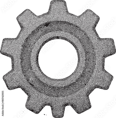 Halftone Gear Icon Illustration