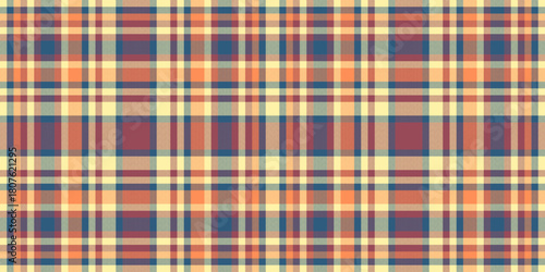 Home seamless fabric background, celebrate vector texture pattern. Costume plaid check textile tartan in yellow and red colors.