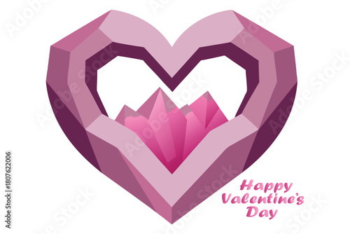 Crystal Geode Heart – Hyper Realistic Valentine Vector