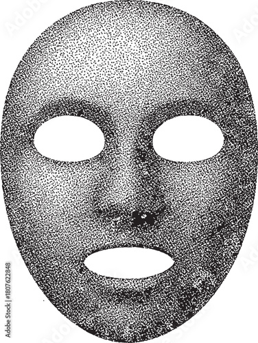 Halftone Face Mask Illustration
