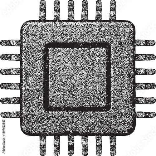 Halftone Microchip Illustration