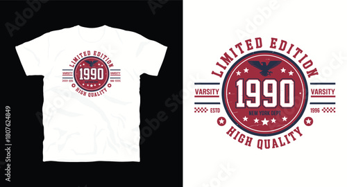 Limited edition varsity 1990 t-shirt design with eagle graphic