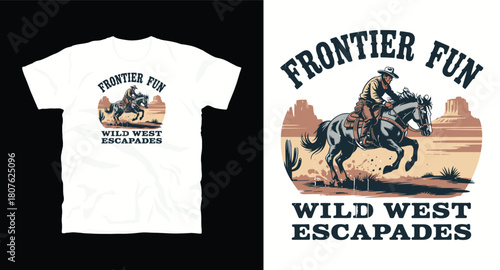 Frontier fun wild west escapades t-shirt design