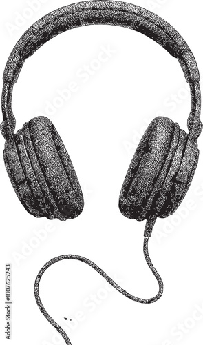 Halftone Headphones Illustration