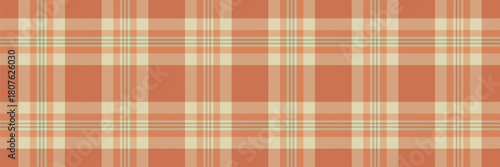 Scrap vector background fabric, tablecloth check textile texture. Regular plaid pattern seamless tartan in orange and light colors.