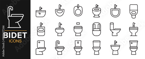 Plumbing and Sanitary Fixture Symbols in Simple Outline Style