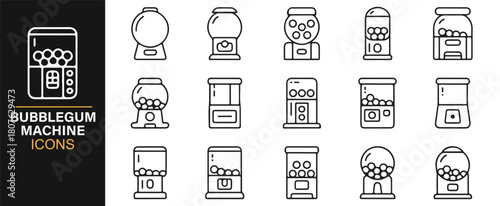 Classic Bubblegum Machine Symbol Pack in Thin-Line Style