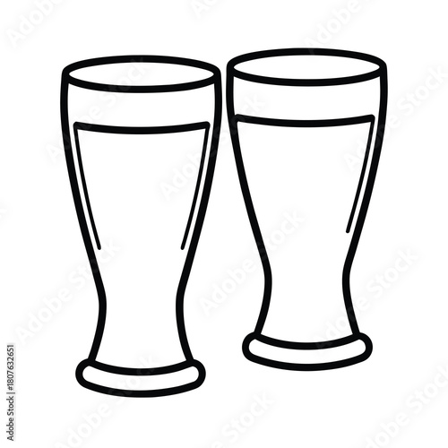 A single, clear glass of cold beer is isolated against a white background, full of fresh, transparent liquid beverage