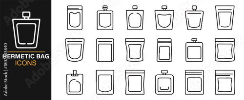 Modern Outline Graphics of Zip-Lock Packages and Product Pouches