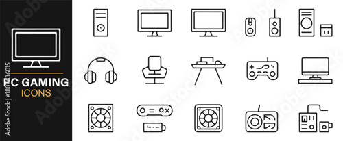 Vector Pack of Gaming Chairs, Screens, Speakers, and Controllers