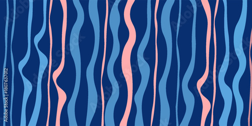 Illusion of motion. Fluid shapes composition. Wave Lines Pattern Abstract Background. Waved pattern. Hand drawn colorful waves. Seamless.