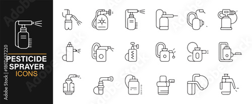 Vector Pack of Agricultural Equipment for Pesticide and Water Spraying
