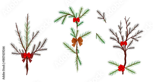 christmas, tree, elements, ornaments, baubles, star, pine, spruce, needles, garland, ribbon, lights, sparkling, glowing, shimmer, snow, frosty, holiday, festive, winter, evergreen, forest, branch, tin