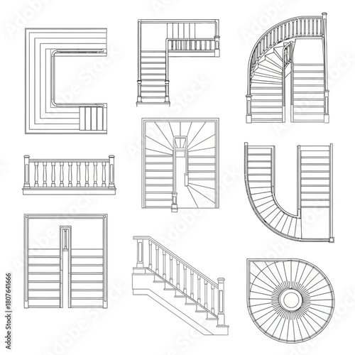 Architectural Staircase Designs Technical Drawings