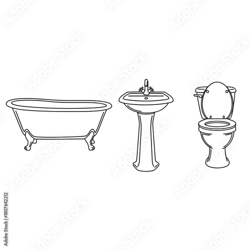 Bathroom Fixtures Line Drawing bathtub sink