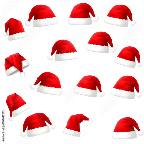 santa,hats,set,collection,vector,art,red,white,trim,fur,soft,warm,fluffy,festive,holiday,xmas,winter,classic,cartoon,outline,filled,icon,design,graphic,bright,cheer,joy,merry,celebration,christmastime