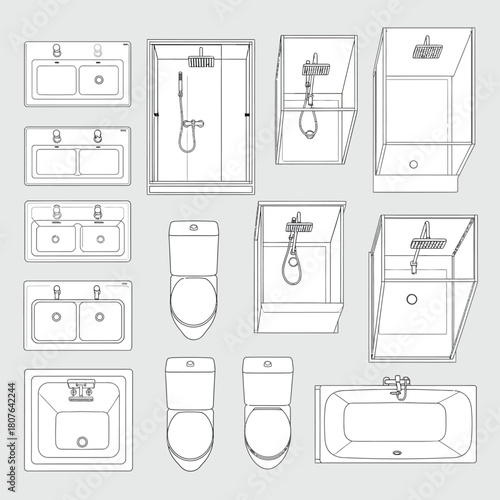 Bathroom Fixtures Technical Drawings and Layouts sink