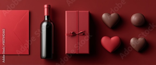 Elegant Wine and Gift Arrangement in Red for Romantic Occasions