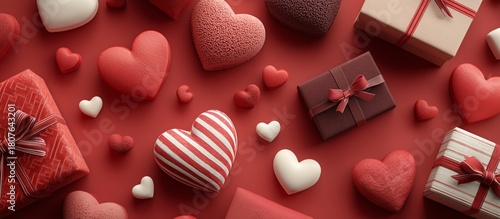 Creative Red Heart Decorations and Gift Boxes for Romantic Celebrations