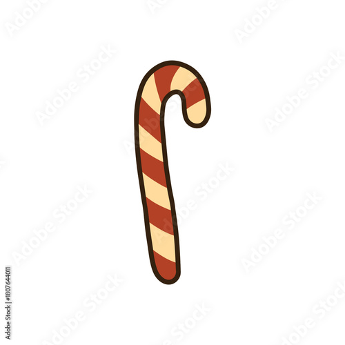 Cute Christmas candy cane striped cartoon illustration