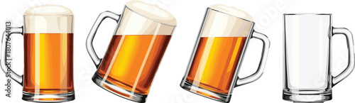 Beer Mug Silhouette Sequence – Drinking Motion Vector for Bar Graphics, Alcohol Icons, Beverage Design, and Party Illustration Use