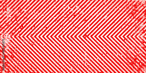 Warning sign with red and white diagonal lines. Attention, danger or caution symbol. Construction site signage, road safety notice, hazard banner, security alert shield. Vector illustration