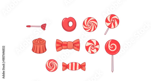 christmas, candies, sweet, sugar, peppermint, caramel, swirl, candycane, treat, dessert, festive, holiday, winter, cute, cartoon, shiny, glossy, vector, icon, symbol, pattern, illustration, artwork, g