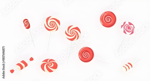 christmas, candy, cane, sweet, sugar, peppermint, swirl, striped, redwhite, festive, holiday, winter, treat, dessert, vector, art, illustration, graphic, shiny, glossy, cute, cartoon, colorful, confec