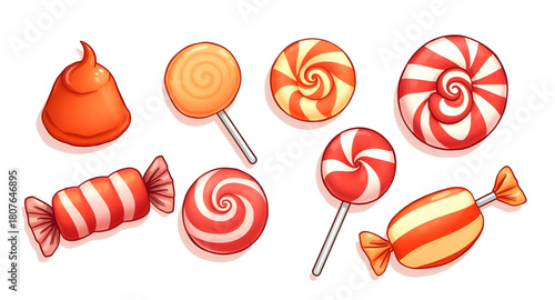 christmas, candy, sweets, sugar, mint, peppermint, striped, red, white, festive, holiday, dessert, treat, vector, icon, illustration, design, pattern, sweetshop, confection, edible, glossy, shiny, swi