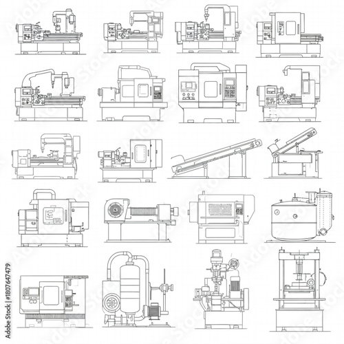 Industrial Machine Blueprints and Technical Drawings Collection