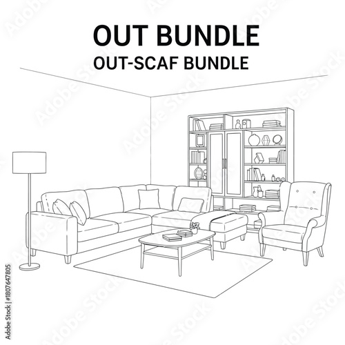 Living Room Furniture Arrangement Line Drawing interior