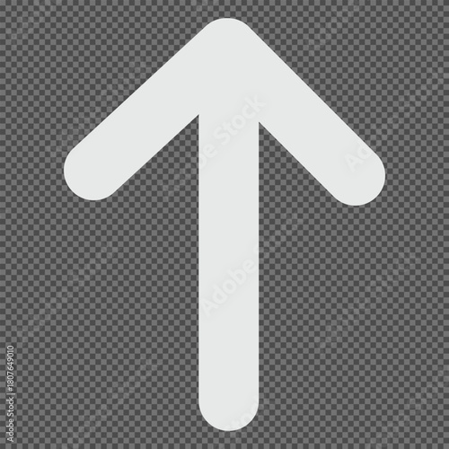 White upward pointing arrow with rounded ends on transparent background direction move