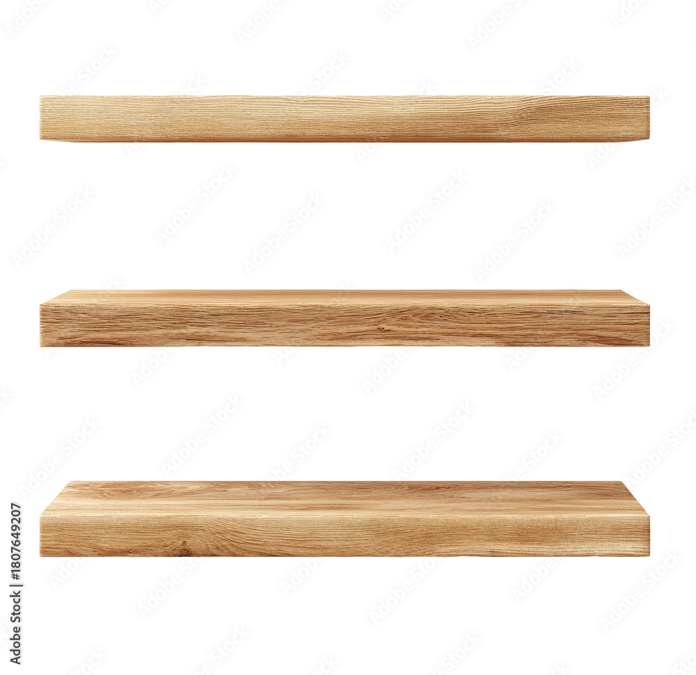 Obraz premium Three horizontal wooden shelves (1)