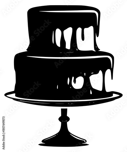 Two tier drip cake silhouette