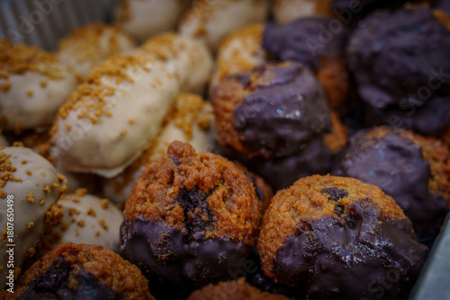 Wallpaper Mural Assorted chocolate-dipped and glazed bite-sized pastries Torontodigital.ca