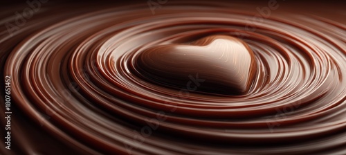 Heart Shaped Chocolate Melts in Swirls of Rich, Dark Cocoa