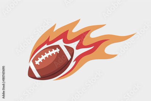 A dynamic football surrounded by flames. Vector illustration.