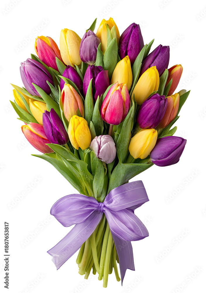 Obraz premium Vibrant bouquet of tulips in various colors (2)