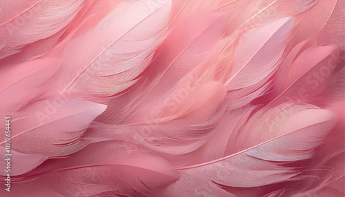 Soft pink feathers arranged in a delicate, flowing pattern create a dreamy, airy background. Vector texture fine details, gentle curves, and a light, romantic atmosphere perfect for design use.