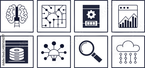 ai and data technology vector icons arranged clean