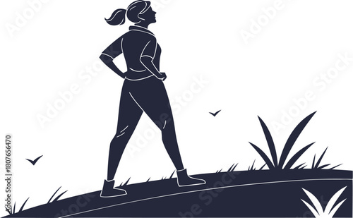 black silhouette woman standing confidently with hands