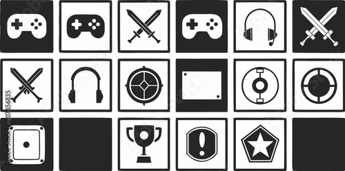 gaming and esports icons clean horizontal grid